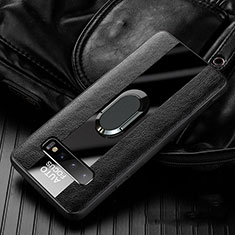 Custodia Silicone Morbida In Pelle Cover con Magnetico Anello Supporto T01 per Samsung Galaxy S10 Nero