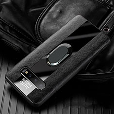 Custodia Silicone Morbida In Pelle Cover con Magnetico Anello Supporto T01 per Samsung Galaxy S10 Plus Nero