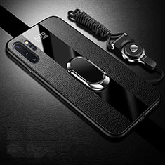Custodia Silicone Morbida In Pelle Cover con Magnetico Anello Supporto T02 per Samsung Galaxy Note 10 Plus 5G Nero