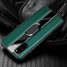 Custodia Silicone Morbida In Pelle Cover con Magnetico Anello Supporto T02 per Samsung Galaxy S20 5G Verde
