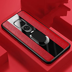 Custodia Silicone Morbida In Pelle Cover con Magnetico Anello Supporto T03 per Huawei Mate 20 Rosso