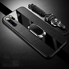 Custodia Silicone Morbida In Pelle Cover con Magnetico Anello Supporto T03 per Huawei P30 Pro New Edition Nero