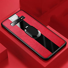 Custodia Silicone Morbida In Pelle Cover con Magnetico Anello Supporto T03 per Samsung Galaxy S10 5G Rosso