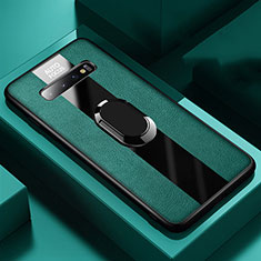 Custodia Silicone Morbida In Pelle Cover con Magnetico Anello Supporto T03 per Samsung Galaxy S10 Verde