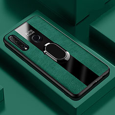 Custodia Silicone Morbida In Pelle Cover con Magnetico Anello Supporto T04 per Huawei P Smart+ Plus (2019) Verde