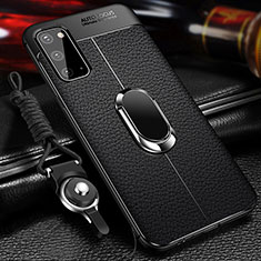 Custodia Silicone Morbida In Pelle Cover con Magnetico Anello Supporto WL1 per Samsung Galaxy S20 Nero