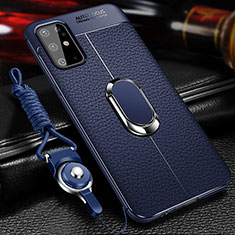 Custodia Silicone Morbida In Pelle Cover con Magnetico Anello Supporto WL1 per Samsung Galaxy S20 Plus 5G Blu