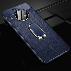 Custodia Silicone Morbida In Pelle Cover con Magnetico Anello Supporto Z02 per Huawei Mate 30E Pro 5G Blu