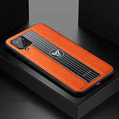 Custodia Silicone Morbida In Pelle Cover con Magnetico FL1 per Samsung Galaxy A12 5G Arancione