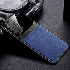 Custodia Silicone Morbida In Pelle Cover con Magnetico FL1 per Samsung Galaxy A72 5G Blu