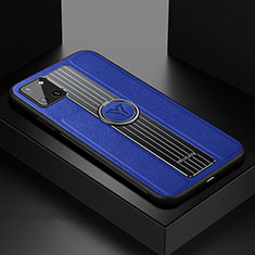 Custodia Silicone Morbida In Pelle Cover con Magnetico FL1 per Samsung Galaxy Note 10 Lite Blu