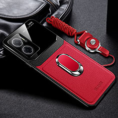 Custodia Silicone Morbida In Pelle Cover con Magnetico FL2 per Xiaomi Redmi 10 5G Rosso