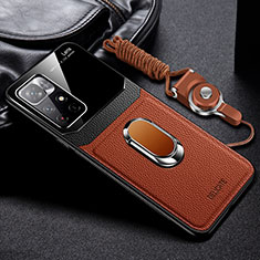 Custodia Silicone Morbida In Pelle Cover con Magnetico FL2 per Xiaomi Redmi Note 11 5G Marrone