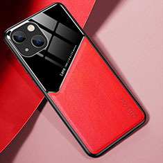 Custodia Silicone Morbida In Pelle Cover con Magnetico per Apple iPhone 14 Plus Rosso