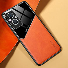 Custodia Silicone Morbida In Pelle Cover con Magnetico per Oppo A96 5G Arancione