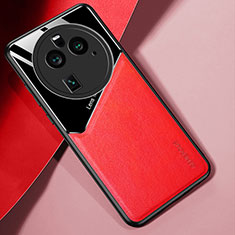 Custodia Silicone Morbida In Pelle Cover con Magnetico per Oppo Find X6 Pro 5G Rosso