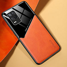 Custodia Silicone Morbida In Pelle Cover con Magnetico per Realme 8 5G Arancione