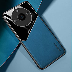 Custodia Silicone Morbida In Pelle Cover con Magnetico per Realme Narzo 60 5G Blu