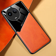 Custodia Silicone Morbida In Pelle Cover con Magnetico per Realme Narzo 60x 5G Arancione