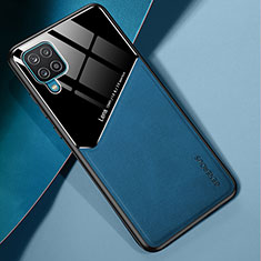 Custodia Silicone Morbida In Pelle Cover con Magnetico per Samsung Galaxy A12 5G Blu