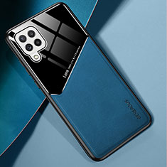 Custodia Silicone Morbida In Pelle Cover con Magnetico per Samsung Galaxy A22 4G Blu