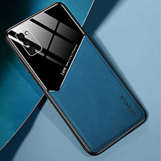 Custodia Silicone Morbida In Pelle Cover con Magnetico per Samsung Galaxy A41 Blu