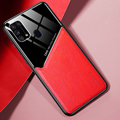 Custodia Silicone Morbida In Pelle Cover con Magnetico per Samsung Galaxy M21s Rosso