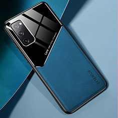 Custodia Silicone Morbida In Pelle Cover con Magnetico per Samsung Galaxy S20 FE (2022) 5G Blu