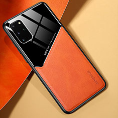 Custodia Silicone Morbida In Pelle Cover con Magnetico per Samsung Galaxy S20 Plus 5G Arancione
