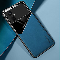 Custodia Silicone Morbida In Pelle Cover con Magnetico per Xiaomi Poco M4 5G Blu