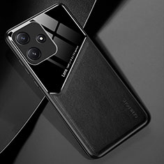 Custodia Silicone Morbida In Pelle Cover con Magnetico per Xiaomi Poco M6 Pro 5G Nero