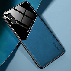 Custodia Silicone Morbida In Pelle Cover con Magnetico per Xiaomi Redmi 9i Blu