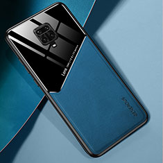 Custodia Silicone Morbida In Pelle Cover con Magnetico per Xiaomi Redmi Note 9 Pro Max Blu
