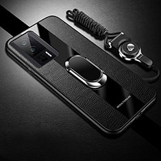 Custodia Silicone Morbida In Pelle Cover con Magnetico S01 per Xiaomi Poco F5 Pro 5G Nero