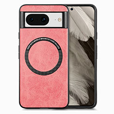 Custodia Silicone Morbida In Pelle Cover con Magnetico S01D per Google Pixel 8 5G Rosa