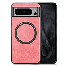 Custodia Silicone Morbida In Pelle Cover con Magnetico S01D per Google Pixel 8 Pro 5G Rosa