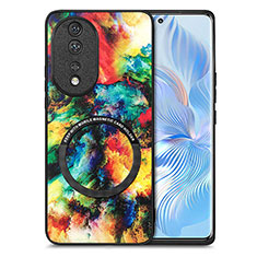 Custodia Silicone Morbida In Pelle Cover con Magnetico S01D per Huawei Honor 80 5G Multicolore