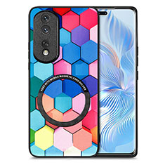 Custodia Silicone Morbida In Pelle Cover con Magnetico S01D per Huawei Honor 80 Pro Flat 5G Colorato