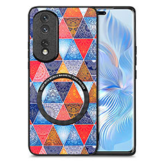 Custodia Silicone Morbida In Pelle Cover con Magnetico S01D per Huawei Honor 80 Pro Flat 5G Marrone