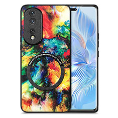 Custodia Silicone Morbida In Pelle Cover con Magnetico S01D per Huawei Honor 80 Pro Flat 5G Multicolore