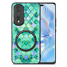 Custodia Silicone Morbida In Pelle Cover con Magnetico S01D per Huawei Honor 80 Pro Flat 5G Verde