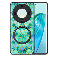 Custodia Silicone Morbida In Pelle Cover con Magnetico S01D per Huawei Honor Magic5 Lite 5G Verde