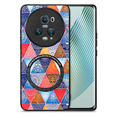 Custodia Silicone Morbida In Pelle Cover con Magnetico S01D per Huawei Honor Magic5 Pro 5G Marrone