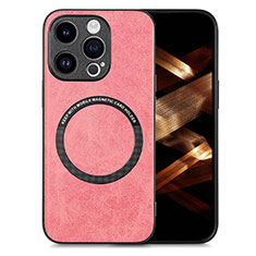 Custodia Silicone Morbida In Pelle Cover con Magnetico S02D per Apple iPhone 13 Pro Max Rosa