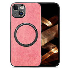 Custodia Silicone Morbida In Pelle Cover con Magnetico S02D per Apple iPhone 14 Rosa