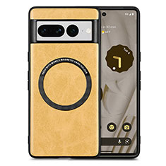 Custodia Silicone Morbida In Pelle Cover con Magnetico S02D per Google Pixel 7 Pro 5G Giallo