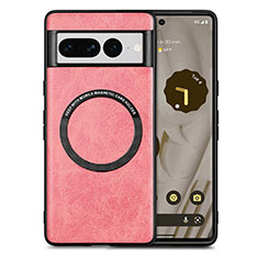 Custodia Silicone Morbida In Pelle Cover con Magnetico S02D per Google Pixel 7 Pro 5G Rosa