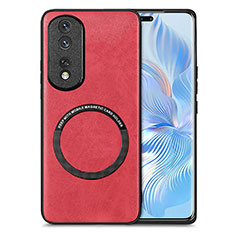 Custodia Silicone Morbida In Pelle Cover con Magnetico S02D per Huawei Honor 80 Pro 5G Rosso