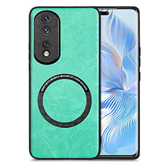 Custodia Silicone Morbida In Pelle Cover con Magnetico S02D per Huawei Honor 80 Pro 5G Verde