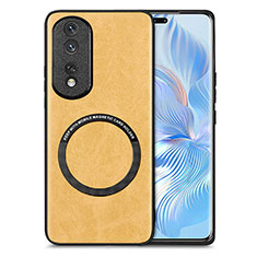 Custodia Silicone Morbida In Pelle Cover con Magnetico S02D per Huawei Honor 80 Pro Flat 5G Giallo